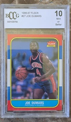 Fleer Basketball 1986 Joe Dumars Rookie #27 BCCG 10 BECKETT envío rápido gratuito Foto 1 de 2