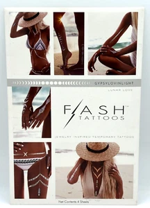 Flash Tattoos Lunar Love Authentic Metallic Temporary Tattoos 4 Sheet Pack - Picture 1 of 12
