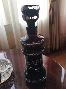 BOHEMIAN RED CUT TO CLER  LARGE  DECANTER STOPPER - Picture 1 of 10