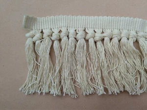 Cream haberdashery cotton tassel trim fringe one mtr length - Picture 1 of 3