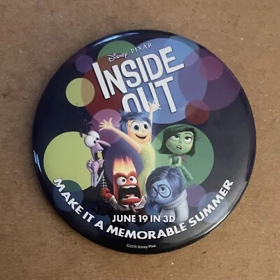 NEW Disney Pixar Inside Out Movie Premiere (June 19 in 3D) Button Pin - Image 1 of 2