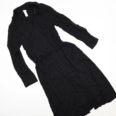 H&M Camisa Negra Vestido Manga Larga Talla Grande 100% Viscosa Cuello en V Cuello Foto 1 de 4