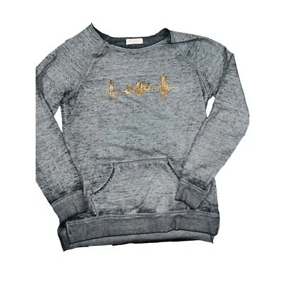 Z by Zobha "Coffee" Graphic Charcoal Gray Pullover Sweatshirt Kangaroo Pocket | - Image 1 of 4