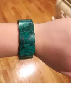 Antique Natural Gemstone Chrysocolla bracelet 92g heavy 矽孔雀石 - Picture 1 of 7