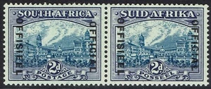 SOUTH AFRICA 1935 OFFICIAL 2D BLUE AND VIOLET PAIR - Picture 1 of 2