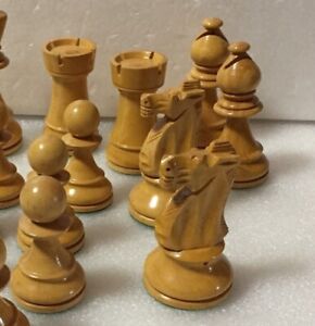 SUPER RARE Vintage Wooden Large 4.5”/ 115mm King - Lardy Chess Set, w/ Box