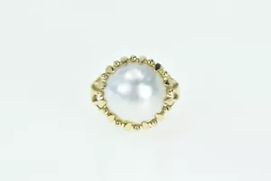14K 13.25mm Pearl Vintage Raised Statement Cocktail Ring Yellow Gold *31 - Picture 1 of 6