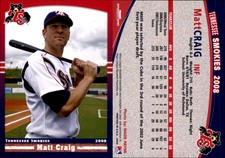 Matt Craig 2008 Grandstand Tennessee Smokies #11 Card *AutographDen*