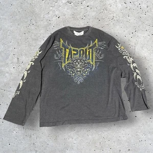 Tapout T-Shirt Herren XL grau langarm Y2K Skull Dragon Grunge Mall Pinkman Vintage - Bild 1 von 15