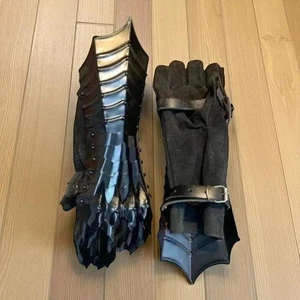 Guanteletes Nazgul Medievales Guantes Armadura Acero Negro Sauron LOTR Juegos con disfraces LARP SCA - Imagen 1 de 5