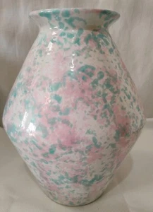 Pier 1 Imports Pink, Teal and White Vase 10 inches - Picture 1 of 7