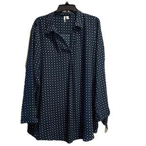 Elle Women’s Blue Long Sleeve Sheer Blouse-Size XXL - Picture 1 of 4