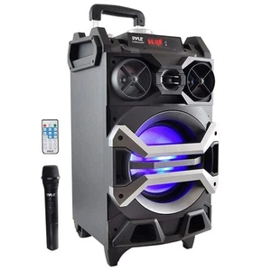 Pyle Portable PA System Speaker with Bluetooth USB Rechargeable Mic and DJ Li... - Picture 1 of 8