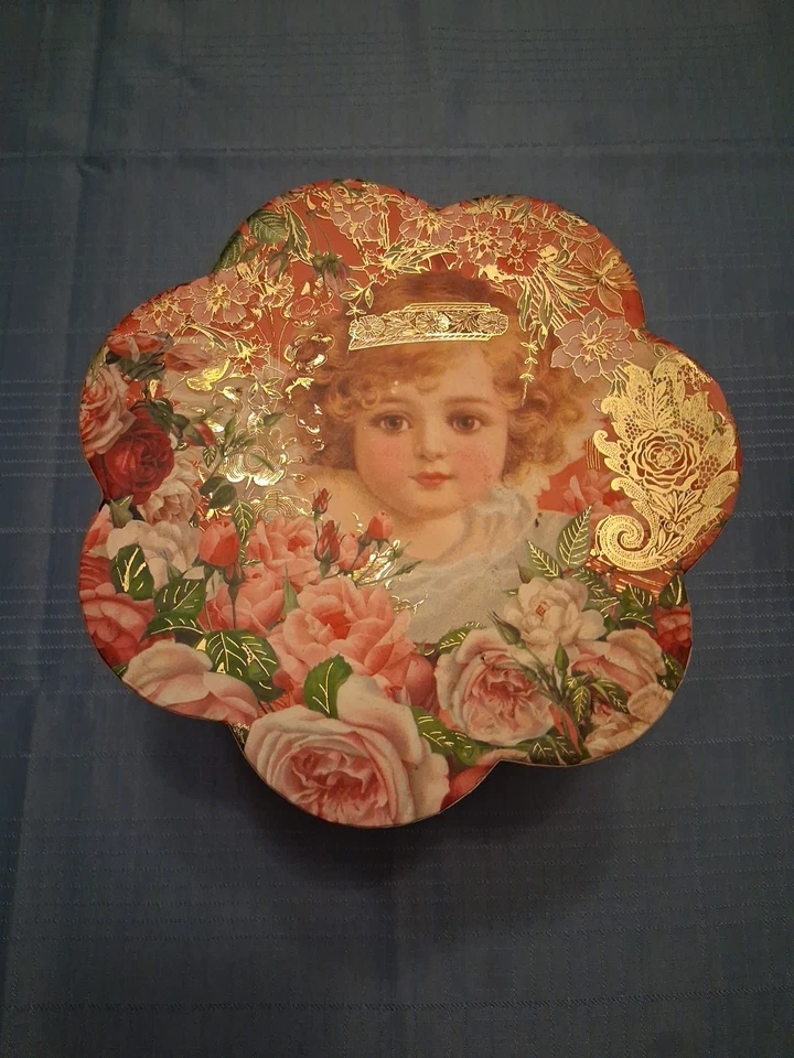 Punch Studio Gifted Line Kirshner Decorative 2 Pc Nesting Box Gold Angels Roses - Image 1 of 4