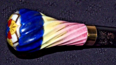 Antigua perilla multicolor pintada a mano bastón de porcelana/bastón aprox. 1900-36" Foto 1 de 4