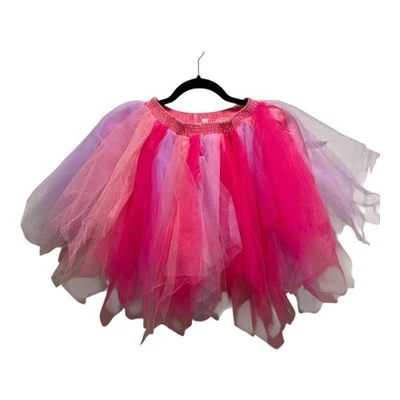 女孩多层粉色紫色薄纱霓虹纱裙服装派对尺寸 M — 第 1/4 张图片