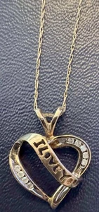 Diamond and 10K Gold Pendant + 10K Gold Necklace - Picture 1 of 5