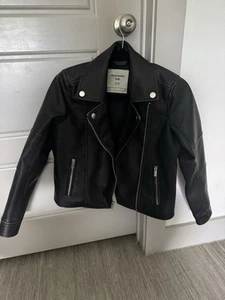 Abercrombie Kids Black Leather Jacket Unisex Size 13-14 - Picture 1 of 7