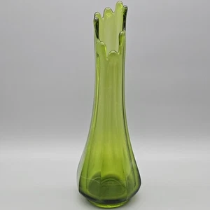 12” Green MCM Column Simplicity Swung Stretch Vase 8 Finger Wide Base - Picture 1 of 10