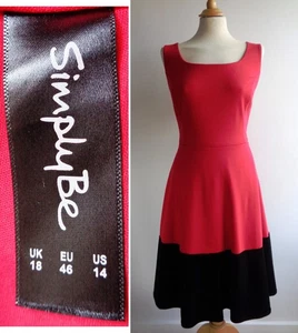 SIMPLY BE Red Black Dress Size 16 or small 18 - Picture 1 of 15