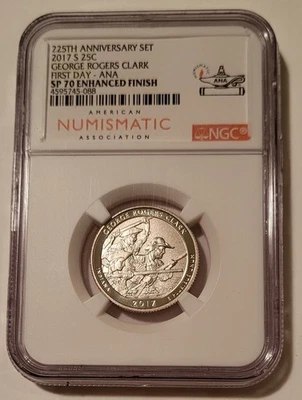 NGC 2017 S George Rogers Clark NP Quarter Enhanced SP70 First Day - ANA (B) - Image 1 of 2
