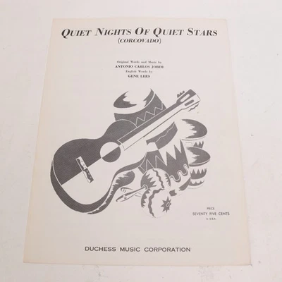 Jobim Quiet Nights of Quiet Stars Piano Voice Sheet Music 1964 Antonio Carlos - Image 1 of 4