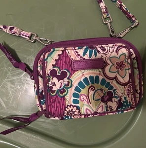 Disney Parks VERA BRADLEY Mickey &Minnie Mouse PLUMS UP Purple Crossbody Bag - Picture 1 of 5