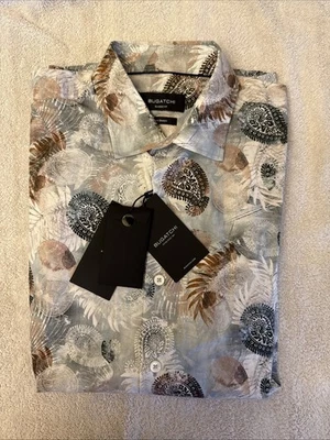 Bugatchi Shaped Fit  Multi Colored Button Down Long Sleeve Shirt Size M New Tags - Image 1 of 4
