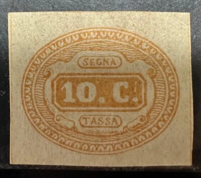 ITALY 1863 10c YELLOW FIRST POSTAGE DUE SCOTT NO. J1 MINT STAMP. - Image 1 of 2