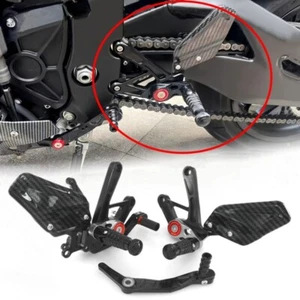Real Carbon Fiber Rear Set Footrest Rearsets FootPeg For 2015-2023 2024 R1 R1M/S - Picture 1 of 7
