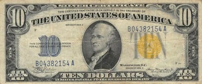 USA / North Africa  $10  Series 1934 A   Yellow Seal  WWII Issue JJ16 - Image 1 of 2