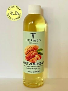 SWEET ALMOND OIL by HERMES ORGANIC COLD PRESSED 8 oz - Picture 1 of 1