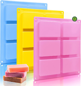 Silicone Soap Molds, 6 Cavity Rectangle Soap Mold with Polished Surface, Easy to