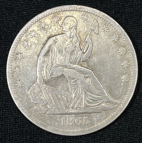 1865-S 50C Seated Liberty Silver Half Dollar Old Cleaning 1865S 675,000 Minted Cover