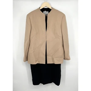 Albert Nipon Women's Size 16 Two Piece Dress Blazer Black Wool Elegant Timeless - Picture 1 of 9