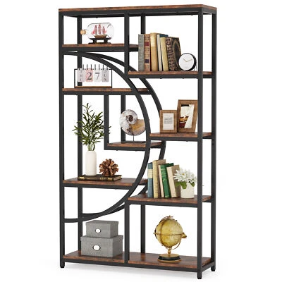 Tribesigns Rustic Wood Bookcase Bookshelf with Metal Frame, 9 Shelf Storage Rack - Image 1 of 4