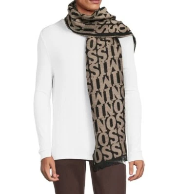 Bufanda de mezcla de lana con dobladillo con flecos negros y tostados con logotipo de Missoni $325 nueva con etiquetas Foto 1 de 3