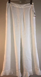 CECE Ivory/Cream Pants Soft Moss Crepe Pleated Hem Regular & Plus - PICK SIZE - Picture 1 of 11