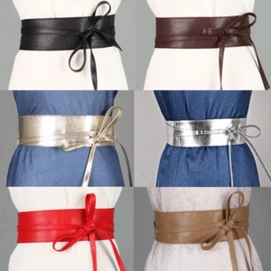 Lady Women Wide Faux Leather Corset Waistband Dress Flashion Waist Belt - Picture 1 of 12