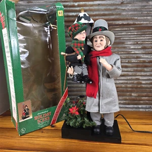 Vtg Holiday Creations Tiny Tim & Scrooge 36" Animated Lamp Post Scene Minor flaw - Picture 1 of 16