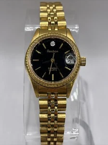 Armitron Diamant Quarz Damenuhr Gold 7,25" Band schwarzes Ziffernblatt - neue Batterie - Bild 1 von 7