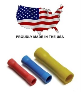MVP 150 Mixed Red Blue Yellow Vinyl Butt Splice Wire Connectors 10-22 AWG - USA - Picture 1 of 1
