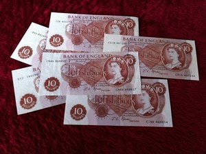 QUEEN ELIZABETH II 1960's BANK OF ENGLAND TEN SHILLING NOTE CRISP 100% GENUINE