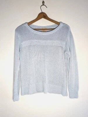 Elie Tahari Sweater Women's Size Medium Knit Pullover Ribbed Blue Metallic Soft - Image 1 of 4