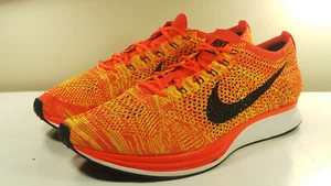 NIKE 2015 FLYKNIT RACER 526628 602 BRIGHT CRIMSON 9.5 TRAINER AIR MAX FORCE 1 90 - Picture 1 of 9