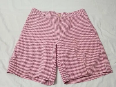 Southern Tide Seersucker Shorts Skipjack Red White Check Cotton Sz 33 Preppy  - Image 1 of 4