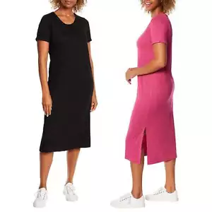 T-shirt abito midi nuovo con etichette Jessica Simpson donna maglia morbida fessure laterali M-3X - Foto 1 di 16