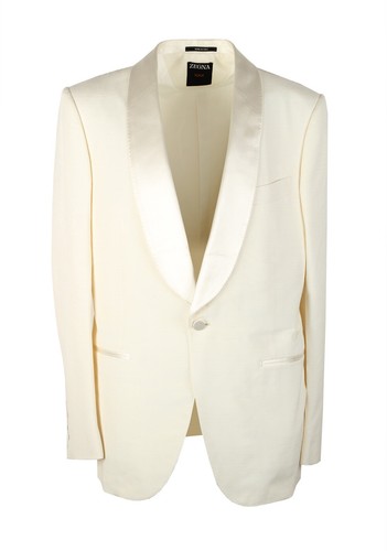 OFF WHITE ZEGNA Couture Off White giacca smoking in seta taglia 52 IT 42R U.S. nuova...