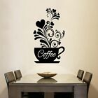 Wall Sticker Flower Vine Coffee Cup Creative Decals Hand Carved Kitchen Decors