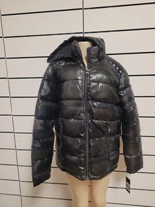 $225 GUESS Men's Camo Olive Hooded Puffer Coat Winter Jacket New Size L - Picture 1 of 4
